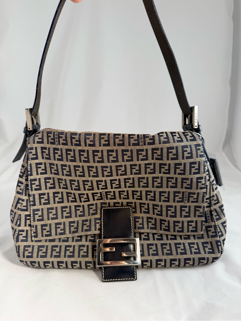 Fendi Blue Zucca Mama Baguette